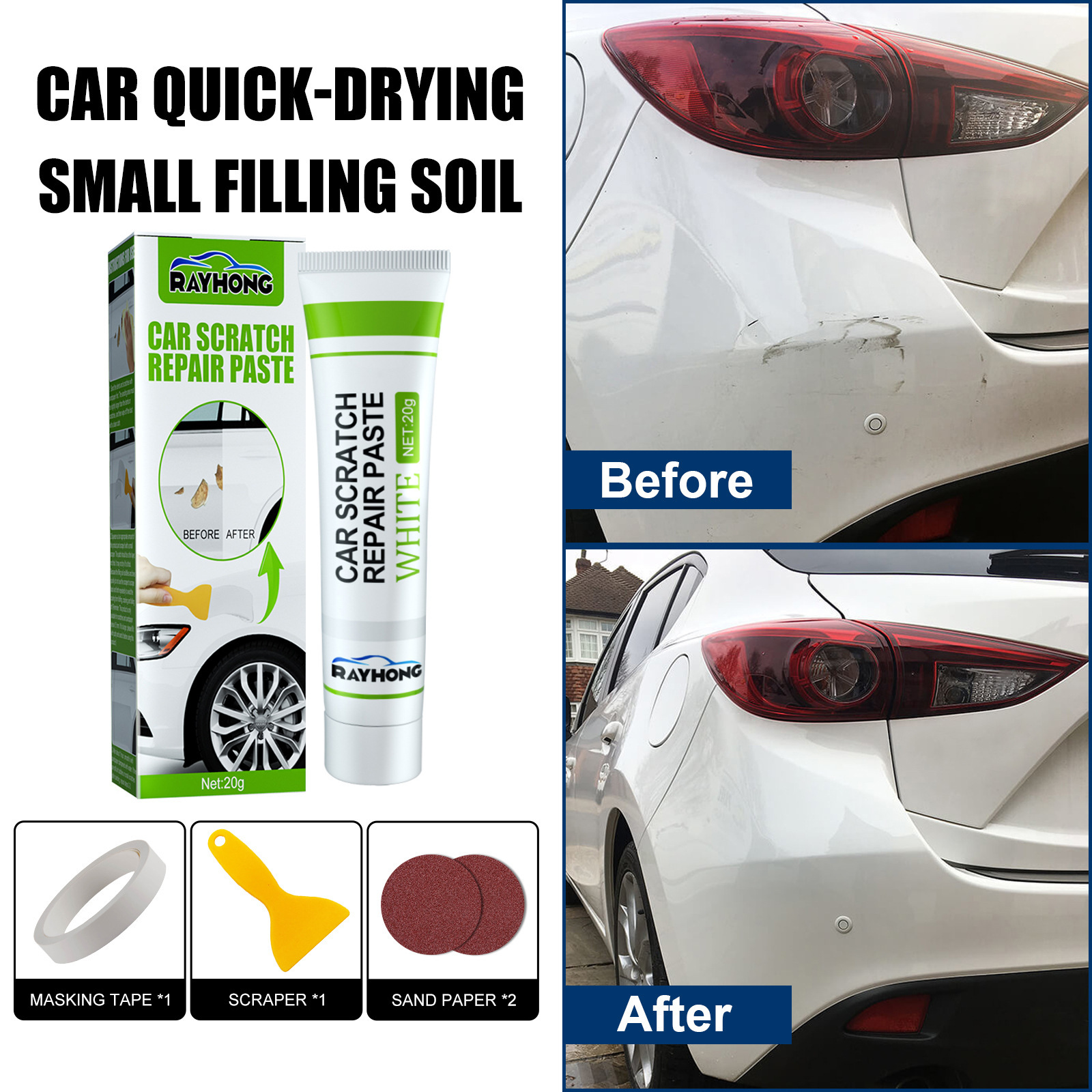 Auto Body Filler - Fiberglass Repair Paste Bonding Strong Quick
